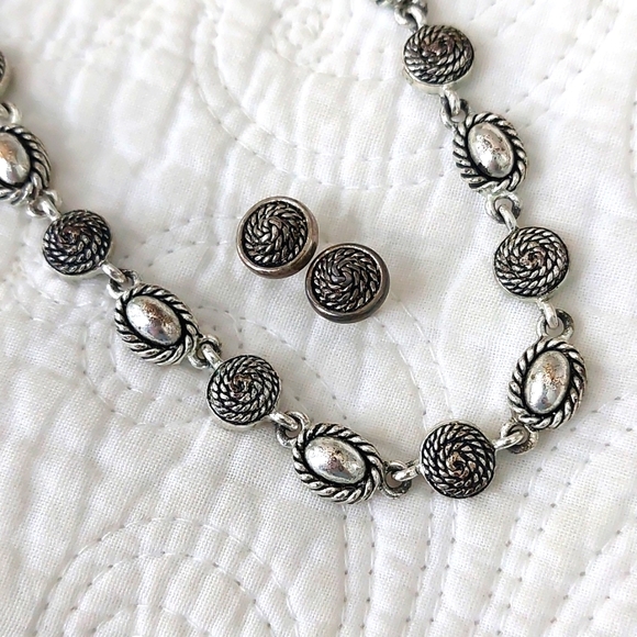 Avon Jewelry - Avon Silver Necklace Earrings Set Choker Vintage